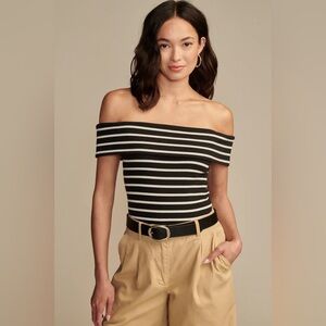 NWT Lucky Brand off shoulder ribbed striped top with stretch